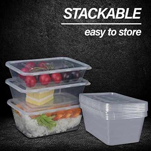 750ml - Food storage containers - Plastic container with lids - Microwave, Freezer & Dishwasher Safe - Ideal for meal prep & takeaway tubs - Pack of 10