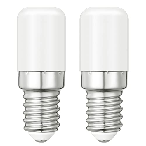 E14 LED Candle Bulbs 2W Replacement 20W Halogen Bulbs for Refrigerator, Cool White 6000K Freeze Cooker Range Hood E14 SES Small Edison LED Light Bulbs, No Flicker, Not Dimmable, Pack of 2