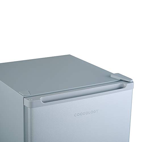 Cookology MFZ32SL 32 Litre Capacity Small Table Top Mini Freezer, with Adjustable Temperature control and Legs, Removable Wire Shelf and a 4 Star Freezer Rating - In Silver