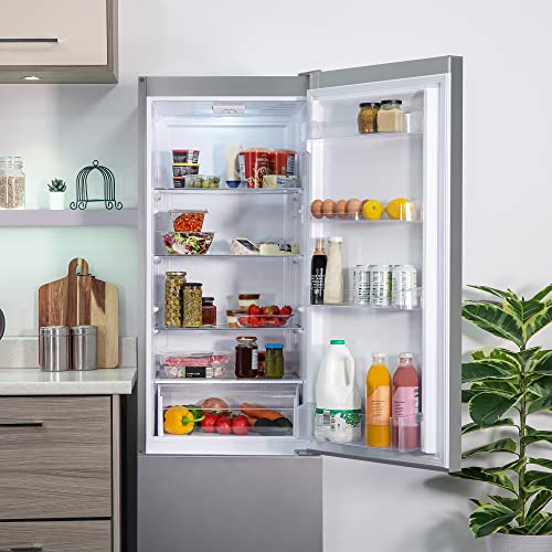 Russell Hobbs RH180FFFF55S Freestanding Frost Free Fridge Freezer with Adjustable Thermostat & Feet, 70/30 279L 180cm High, LED Light, 2 Year Guarantee, Silver