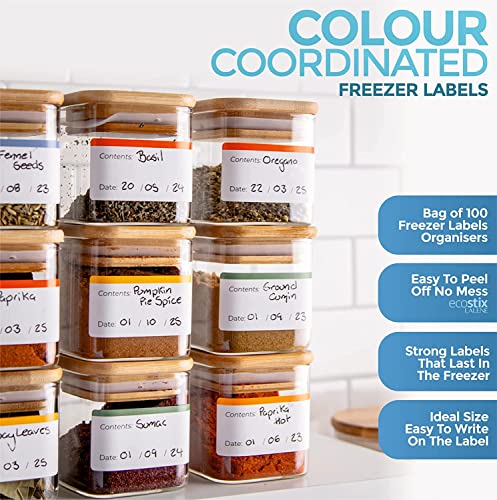 100 Freezer Labels Easy Peel Off, Spice Jar Labels, Freezer Labels, Kitchen Storage Labels, Day Food Labels, Kitchen Canister Labels, Printed Food Labels for Day Food, Containers, Storage Boxes