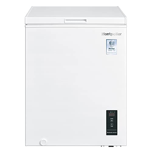 Montpellier MCF100WLED | 99 Litre Freestanding Chest Freezer - White | 2 Year Warranty - Suitable for Outbuildings and Garages