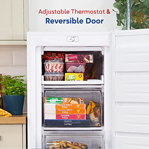 Russell Hobbs RH55FZ143 168 Litre White Freestanding Upright Freezer with 5 Drawers, 143 cm Tall & 55 cm Wide, Adjustable Thermostat & 40 Decibel Noise Level, 2 Year Warranty upon Registration