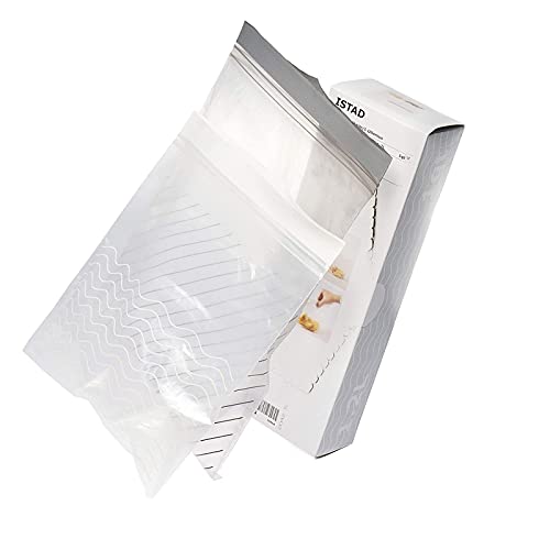 50 IKEA resealable bags (ISTAD) - GREY - ziplock - food freezer sandwich bags - 25 x 1.2L + 25 x 2.5L …