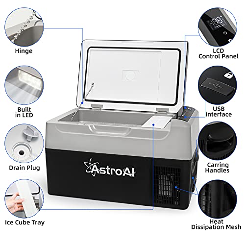 AstroAI Car Refrigerator 22 Litre, Portable Car Fridge Freezer for Truck, RV, Boat, Camping and Travel, 12/24V DC and 230 AC, -20℃ to 20 ℃