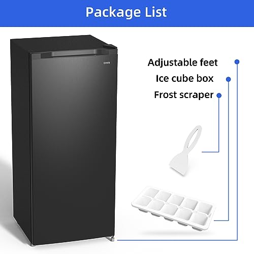 CHiQ Freestanding Upright Freezer with 145L Capacity, E, 5 Levels, Fast Freezing, Adjustable Thermostat, Silent, Reversible Doors, Black, 2023 New