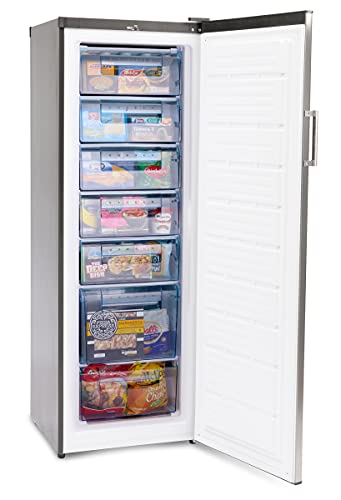 Iceking 170x60cm 242 Litre Tall Freezer with 7 Freezer Compartments, Adjustable Thermostat and Feet- 2 Year Guarantee (Silver)