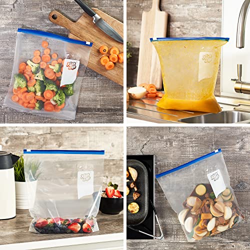 Premium Food Storage Freezer Bags by XupZip™ | Stand Up Smart Zip Slider, Reusable, Heavy-Duty Plastic | Airtight and Leakproof Smart Zip Seal | BPA Free… (One Gallon / 4.55L - 15 Bags)