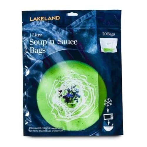 Lakeland Soup 'n' Sauce Sealed Freezer Clear Storage Bags, 1 Litre - Pack of 20