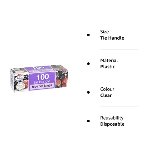 Food & Freezer Bags with tie Handles.- 100 Pack