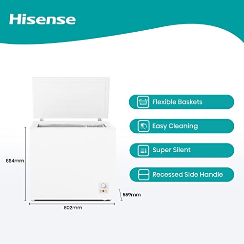 Hisense FC252D4BW1, 198L, Freestanding Chest Freezer, 4 Star Freezer Rating, F Rated in White