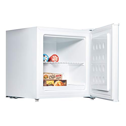 Cookology MFZ32WH 32 Litre Capacity Small Table Top Mini Freezer, with Adjustable Temperature control and Legs, Removable Wire Shelf and a 4 Star Freezer Rating - In White