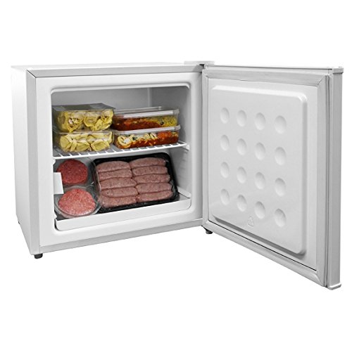 Cookology MFZ32WH 32 Litre Capacity Small Table Top Mini Freezer, with Adjustable Temperature control and Legs, Removable Wire Shelf and a 4 Star Freezer Rating - In White