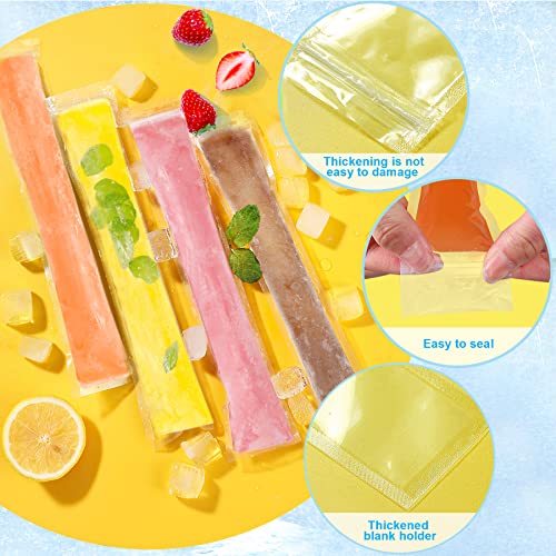 120 Disposable Ice Popsicle Mold Bags BPA Free Freezer Tubes With Zip Seals For Healthy Snacks,Yogurt Sticks,Juice & Fruit Smoothies,Ice Candy Pops Comes With A Funnel (11"x2")