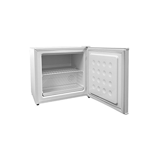 Cookology MFZ32WH 32 Litre Capacity Small Table Top Mini Freezer, with Adjustable Temperature control and Legs, Removable Wire Shelf and a 4 Star Freezer Rating - In White