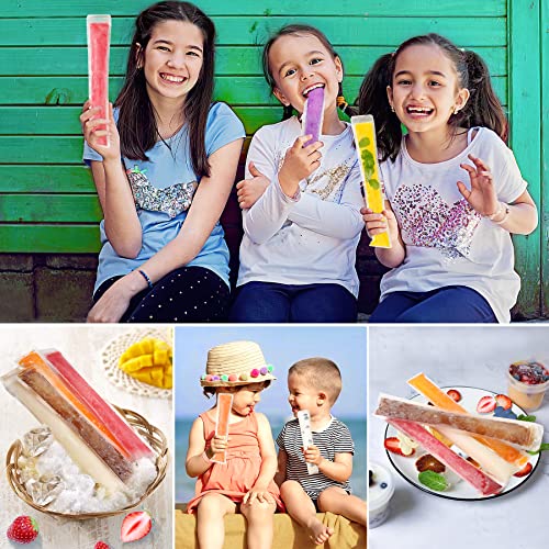 120 Disposable Ice Popsicle Mold Bags BPA Free Freezer Tubes With Zip Seals For Healthy Snacks,Yogurt Sticks,Juice & Fruit Smoothies,Ice Candy Pops Comes With A Funnel (11"x2")