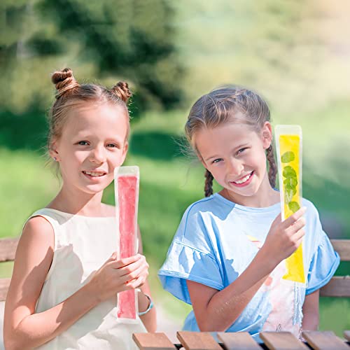 120 Disposable Ice Popsicle Mold Bags BPA Free Freezer Tubes With Zip Seals For Healthy Snacks,Yogurt Sticks,Juice & Fruit Smoothies,Ice Candy Pops Comes With A Funnel (11"x2")
