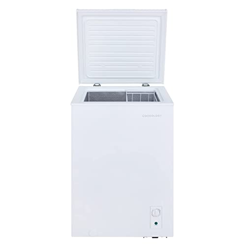 Cookology CCFZ99WH Freestanding 99 Litre, Chest Freezer Suitable for Outbuildings, Garages and Sheds, Features a Refrigeration Mode, Adjustable Temperature Control and 4 Star Freezer Rating - In White