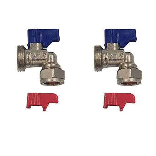 Aumix 15mm x ¾ inch Angled Elbow Washing Machine/Dishwasher Valve x2