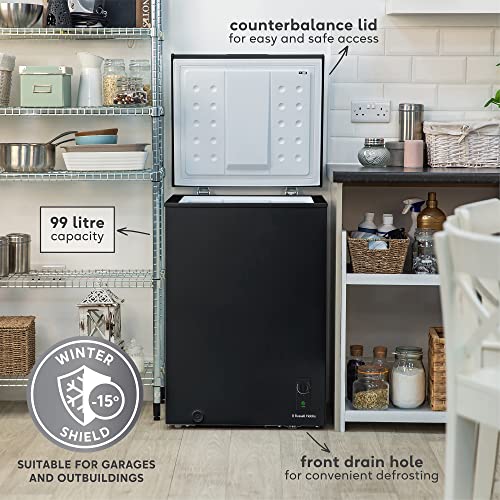 Russell Hobbs RH99CF1001B 99L Freestanding Chest Freezer, Black - 5 Year Guarantee