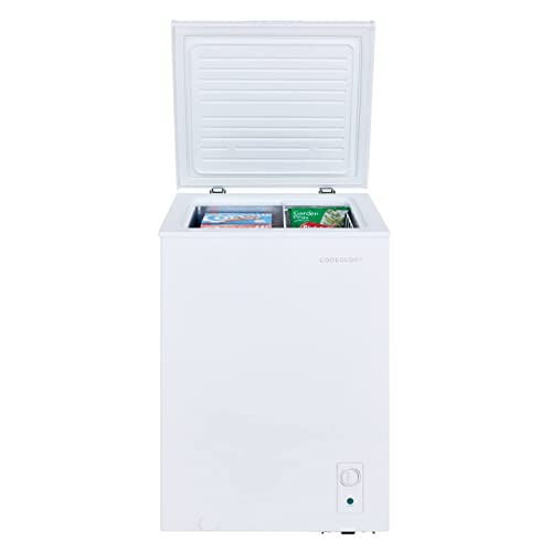 Cookology CCFZ99WH Freestanding 99 Litre, Chest Freezer Suitable for Outbuildings, Garages and Sheds, Features a Refrigeration Mode, Adjustable Temperature Control and 4 Star Freezer Rating - In White