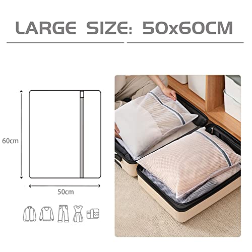 Mesh Washing Bags for Laundry Extra Large, 2 Pcs Laundry Bags with Zip for Washing Machine, Travel Net Laundry Bag (50x60cm)