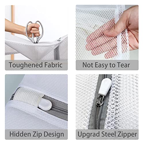 Mesh Washing Bags for Laundry Extra Large, 2 Pcs Laundry Bags with Zip for Washing Machine, Travel Net Laundry Bag (50x60cm)