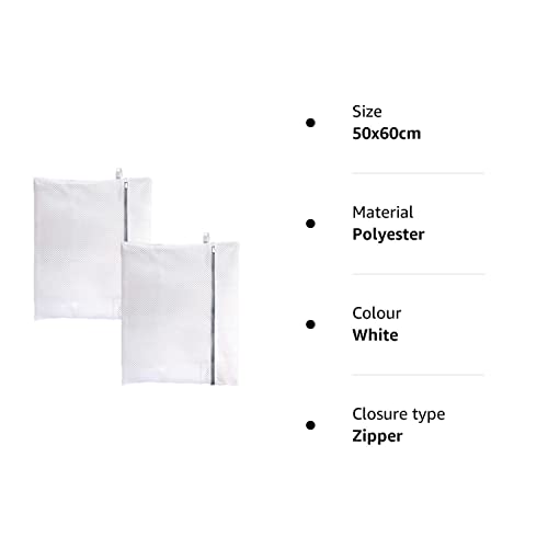 Mesh Washing Bags for Laundry Extra Large, 2 Pcs Laundry Bags with Zip for Washing Machine, Travel Net Laundry Bag (50x60cm)