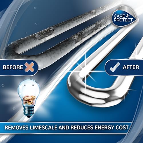 Care + Protect 3 in 1 Washing machine/Dishwasher Cleaner, Limescale Remover, Degreaser, Hygienic Cleaner, Universal, 12 Sachets for 12 Months Supply