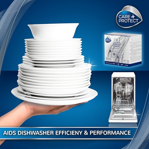 Care + Protect 3 in 1 Washing machine/Dishwasher Cleaner, Limescale Remover, Degreaser, Hygienic Cleaner, Universal, 12 Sachets for 12 Months Supply