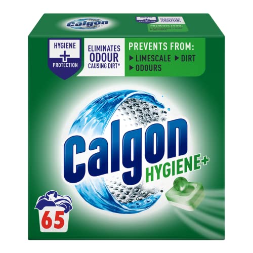 Calgon Hygiene Plus Washing Machine Water Softener, Hygienically cleans, 65 Tablets, Pack of 1