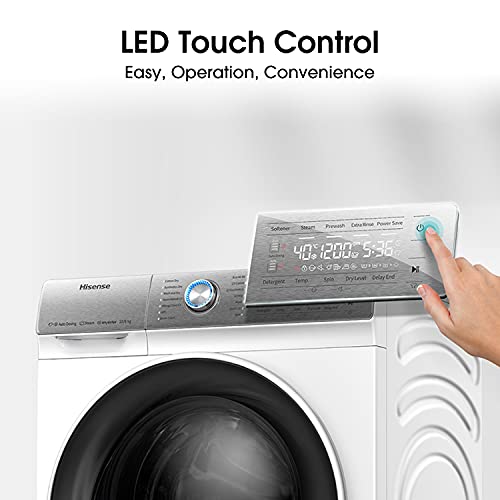 Hisense WFQR1014EVAJM 60cm Freestanding 10 KG Front Load Washing Machine - 1400 RPM - Auto Dosing - Pure Steam - Pause and Add - PureJet - White