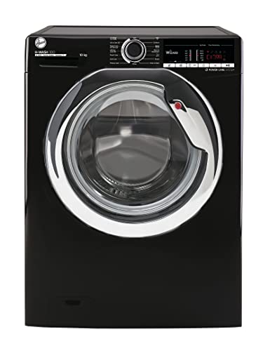 Hoover H3WS4105TACBE-80 10kg 1400rpm Freestanding Washing Machine, WIFI Connected, Steam, Black with Chrome door