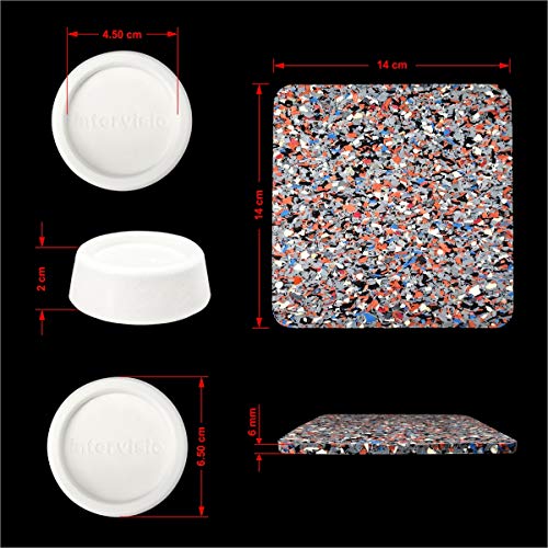 Anti-vibration Washing Machine Dryer Mat Universal and Anti Vibration Damper Set of 4, Anti-Slip Pad, Oscillation Damper Feet, Vibration Absorber