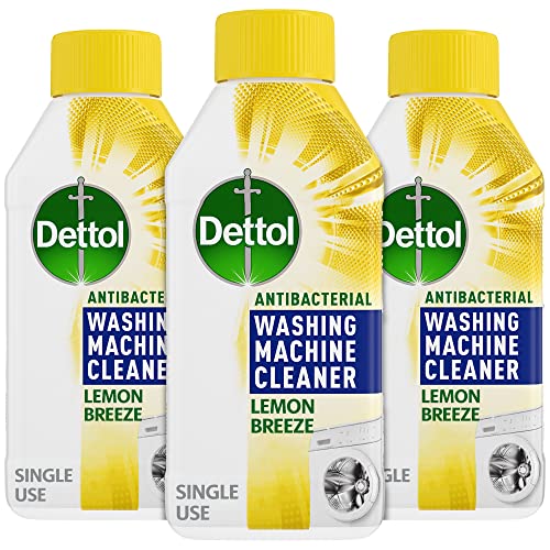 Dettol Antibacterial Washing Machine Cleaner, Removes Limescale, Dirt & Bad Odours, Lemon Breeze , Pack of 3 x 250ml