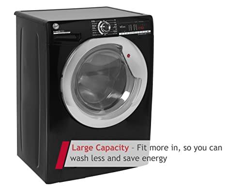 Hoover H3WS4105TACBE-80 10kg 1400rpm Freestanding Washing Machine, WIFI Connected, Steam, Black with Chrome door