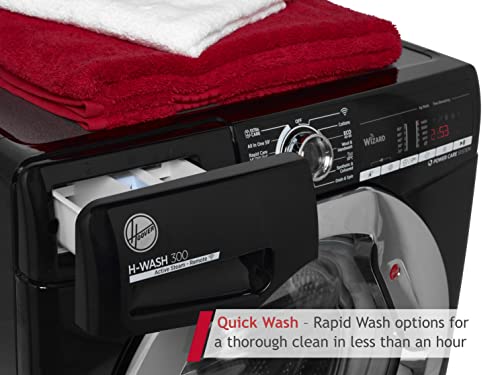 Hoover H3WS4105TACBE-80 10kg 1400rpm Freestanding Washing Machine, WIFI Connected, Steam, Black with Chrome door