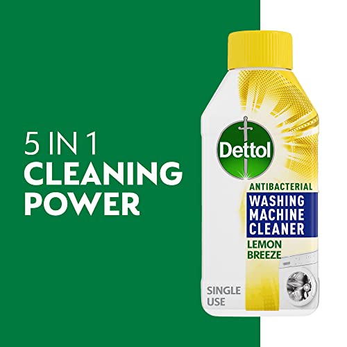 Dettol Antibacterial Washing Machine Cleaner, Removes Limescale, Dirt & Bad Odours, Lemon Breeze , Pack of 3 x 250ml