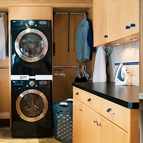 NIUXX Universal Stacking Kit for Washer and Dryer, Adjustable Stacking Frame Kit Fit for 46-66 cm Washing Machine and Tumble Dryers, Stacking Shelf with Ratchet Ropes and Anti Vibration Feet