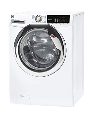 Hoover H-Wash 300 H3WS495TACE Free Standing Washing Machine, WiFi Connected, 9KG, 1400 rpm, White with Chrome door