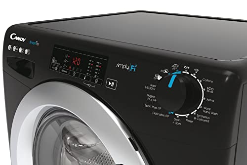 Candy Smart Pro CSO14103TWCBE Freestanding Washing Machine, WiFi Connected, 10 kg Load, 1400 rpm, Black