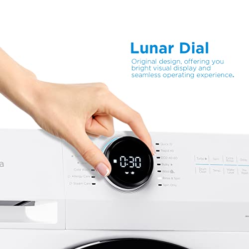 Midea MF20EW90WB Freestanding Washing Machine, BLDC Motor, Bright LED Display Lunar Dial, Steam, Allergy Care, Half-Load, Add Garment, Delay Start, Child Lock, App Control, 9kg White