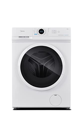 Midea MF10EW90B Energy-Saving Freestanding Washing Machine, BLDC Motor, Bright LED Display, Steam Care, Quick Wash, Various temp options, Prewash, 1400RPM, 9kg load, White