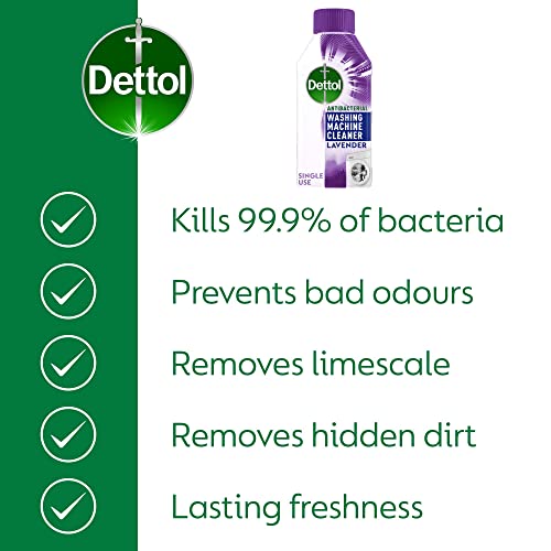 Dettol Antibacterial Washing Machine Cleaner | Removes Limescale, Odours & Dirt | Lavender Scent 250ml, Pack of 3 (Packaging May Vary)