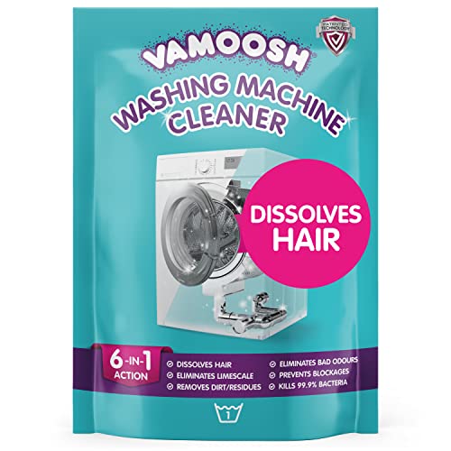 Vamoosh 6-in-1 Washing Machine Cleaner, Dissolves Hair, Eliminates Bad Odours, Removes Limescale, Deep Clean, Leaves Smelling Fresh, Antibacterial, Descales, 1 Sachet, 1 Wash