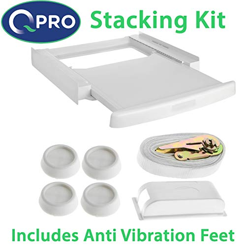 Qpro Washing Machine & Tumble Dryer Universal Stacking Shelf Kit 60x60cm + Anti Vibration Feet