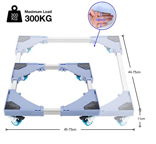 ilauke Adjustable Base for Washing Machine, Appliance Wheels Base for Fridges, Multi-functional Movable Base for Dryers, Refrigerators, Freezers, Easy to Move (45-75cm)
