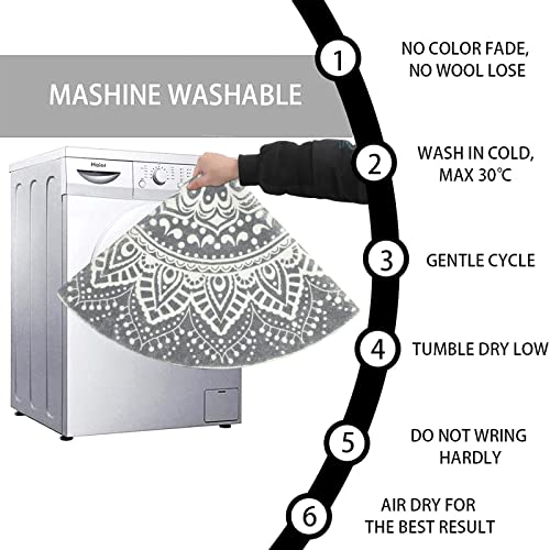 Pauwer Large Round Area Rugs for Living Room 160 cm Soft Plush Fluffy Bobo Carpet Rug Non Slip Machine Washine Bedside Floor Rug for Bedroom,Dark Grey