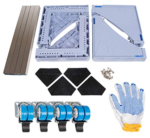 ilauke Adjustable Base for Washing Machine, Appliance Wheels Base for Fridges, Multi-functional Movable Base for Dryers, Refrigerators, Freezers, Easy to Move (45-75cm)