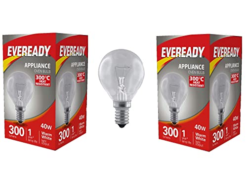 2 x Eveready Oven Bulb 40W Golf SES E14 Oven Appliance Bulb Up To 300 Degrees